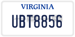 UBT8856  license plate in VA