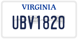 UBV1820  license plate in VA