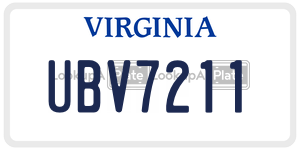 UBV7211 license plate in Virginia