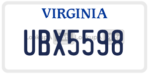 UBX5598  license plate in VA