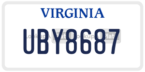 UBY8687  license plate in VA