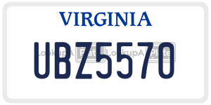 UBZ5570  license plate in VA