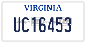 UC16453  license plate in VA