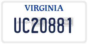 UC20881  license plate in VA