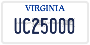 UC25000  license plate in VA