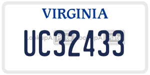 UC32433  license plate in VA