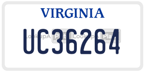 UC36264 license plate in Virginia