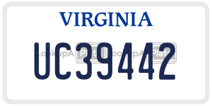UC39442  license plate in VA