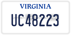 UC48223  license plate in VA
