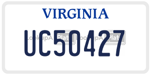 UC50427 license plate in Virginia