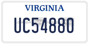 UC54880  license plate in VA