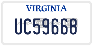 UC59668  license plate in VA