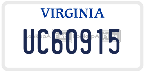 UC60915  license plate in VA