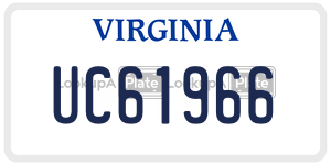 UC61966 license plate in Virginia
