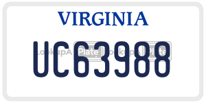 UC63988  license plate in VA