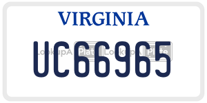 UC66965  license plate in VA