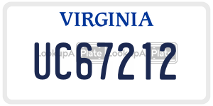 UC67212  license plate in VA