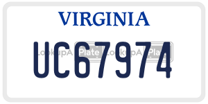 UC67974  license plate in VA