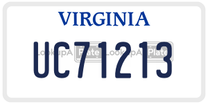 UC71213  license plate in VA