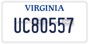 UC80557  license plate in VA