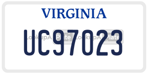 UC97023  license plate in VA