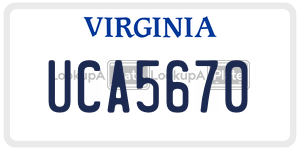 UCA5670  license plate in VA