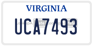 UCA7493 license plate in Virginia