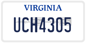 UCH4305  license plate in VA