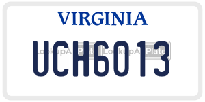 UCH6013  license plate in VA