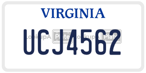 UCJ4562  license plate in VA