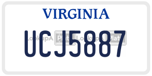 UCJ5887  license plate in VA