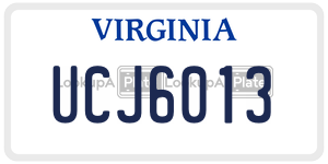 UCJ6013  license plate in VA