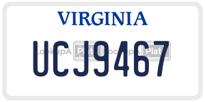 UCJ9467  license plate in VA