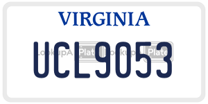 UCL9053  license plate in VA