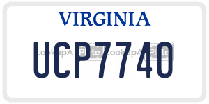 UCP7740  license plate in VA