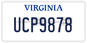 UCP9878  license plate in VA
