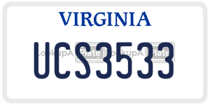 UCS3533  license plate in VA