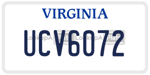 UCV6072  license plate in VA