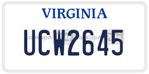 UCW2645  license plate in VA