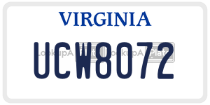 UCW8072 license plate in Virginia