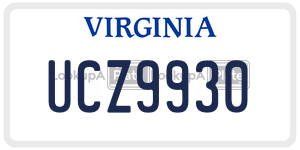 UCZ9930  license plate in VA