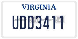 UDD3411  license plate in VA
