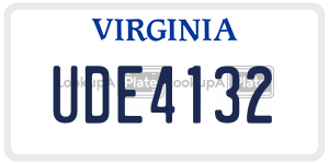 UDE4132  license plate in VA