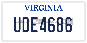 UDE4686  license plate in VA