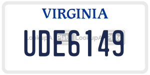 UDE6149  license plate in VA