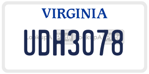 UDH3078  license plate in VA