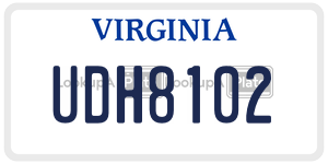 UDH8102 license plate in Virginia