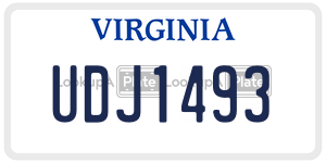 UDJ1493  license plate in VA