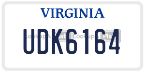 UDK6164  license plate in VA