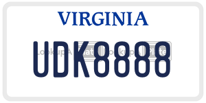 UDK8888 license plate in Virginia